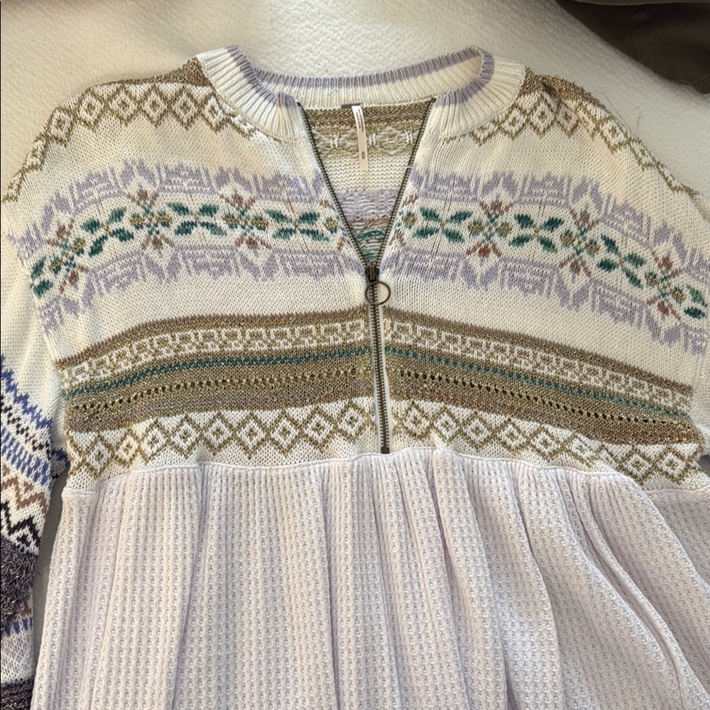 Patterned Zip-Up Sweater